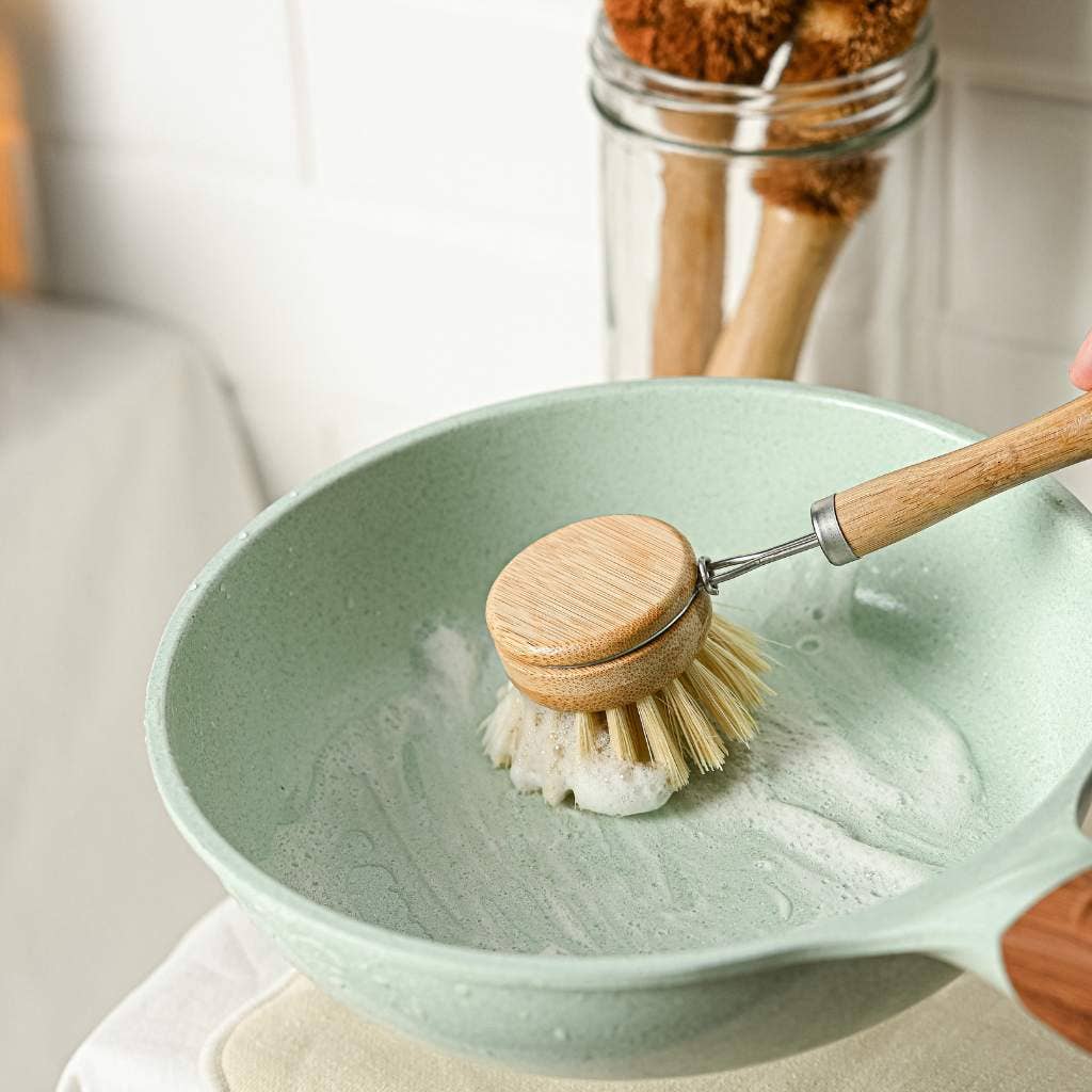 Reusable Bamboo Dish Brush | Eco Washing Up Cleaning Brushes: Dish brush (Equipped with soft head)