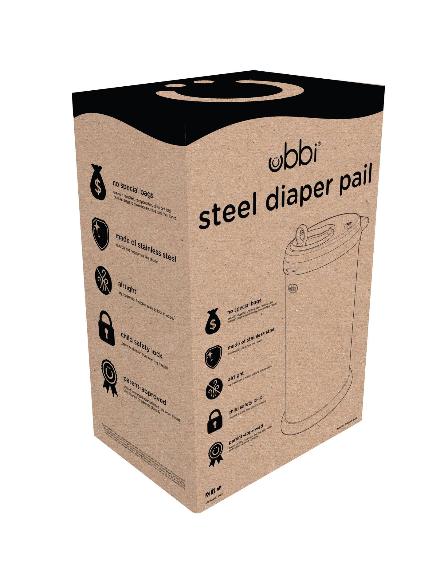 Ubbi - Gray Diaper Pail