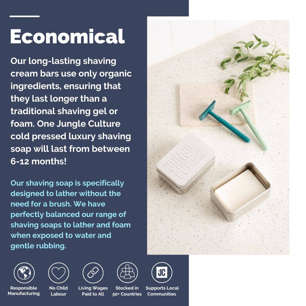 Shaving Soap Bar - Zero Waste Solid Shaving Cream, Gel, Foam: Aloe Vera & Soothing Mint