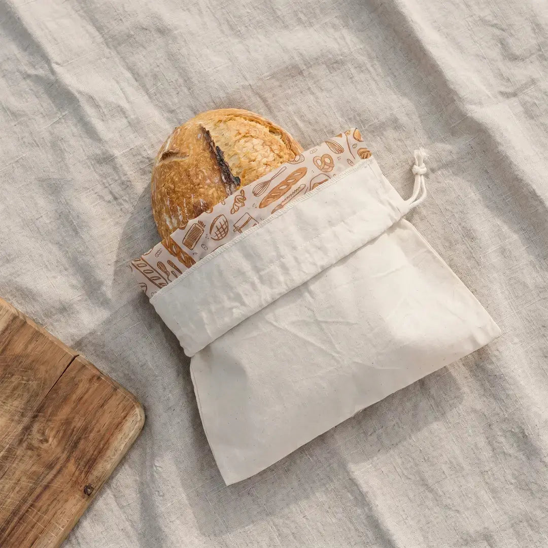 Beeswax Lined Artisan Bread Bag- Natural