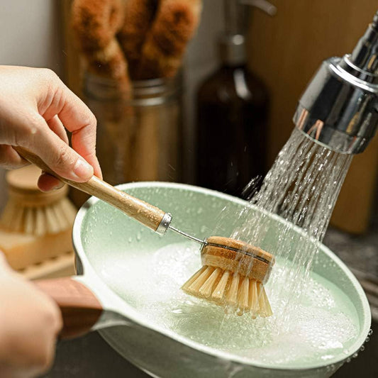 Reusable Bamboo Dish Brush | Eco Washing Up Cleaning Brushes: Dish brush (Equipped with soft head)