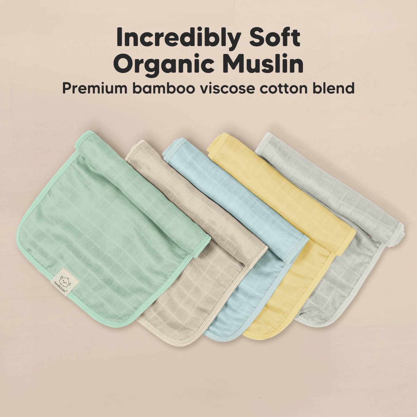 KeaBabies 5pk Lumi Muslin Burp Cloths for Baby Boys, Girls