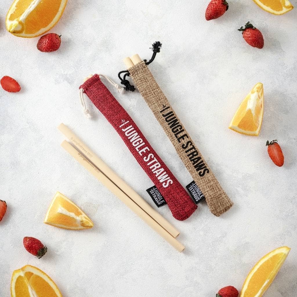 Carry Pouch for Reusable Straws - Natural Jute/Cotton: Vanilla