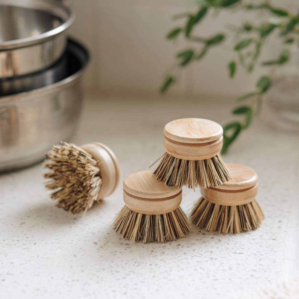 Dish Brush Head Replacements | Eco Bamboo (Pack of 4) : Set of 4 Brush Heads (Firm Fibres)