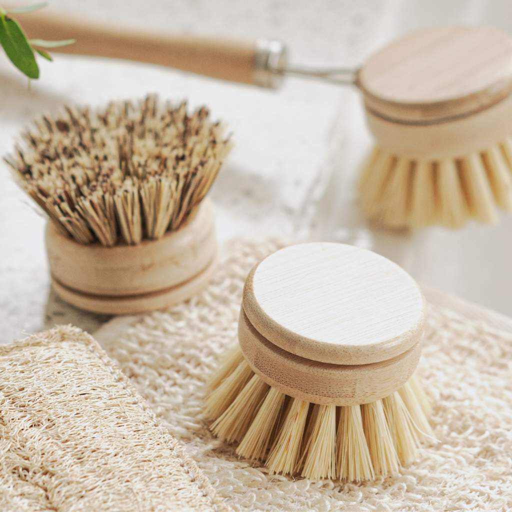 Dish Brush Head Replacements | Eco Bamboo (Pack of 4) : Set of 4 Brush Heads (Firm Fibres)