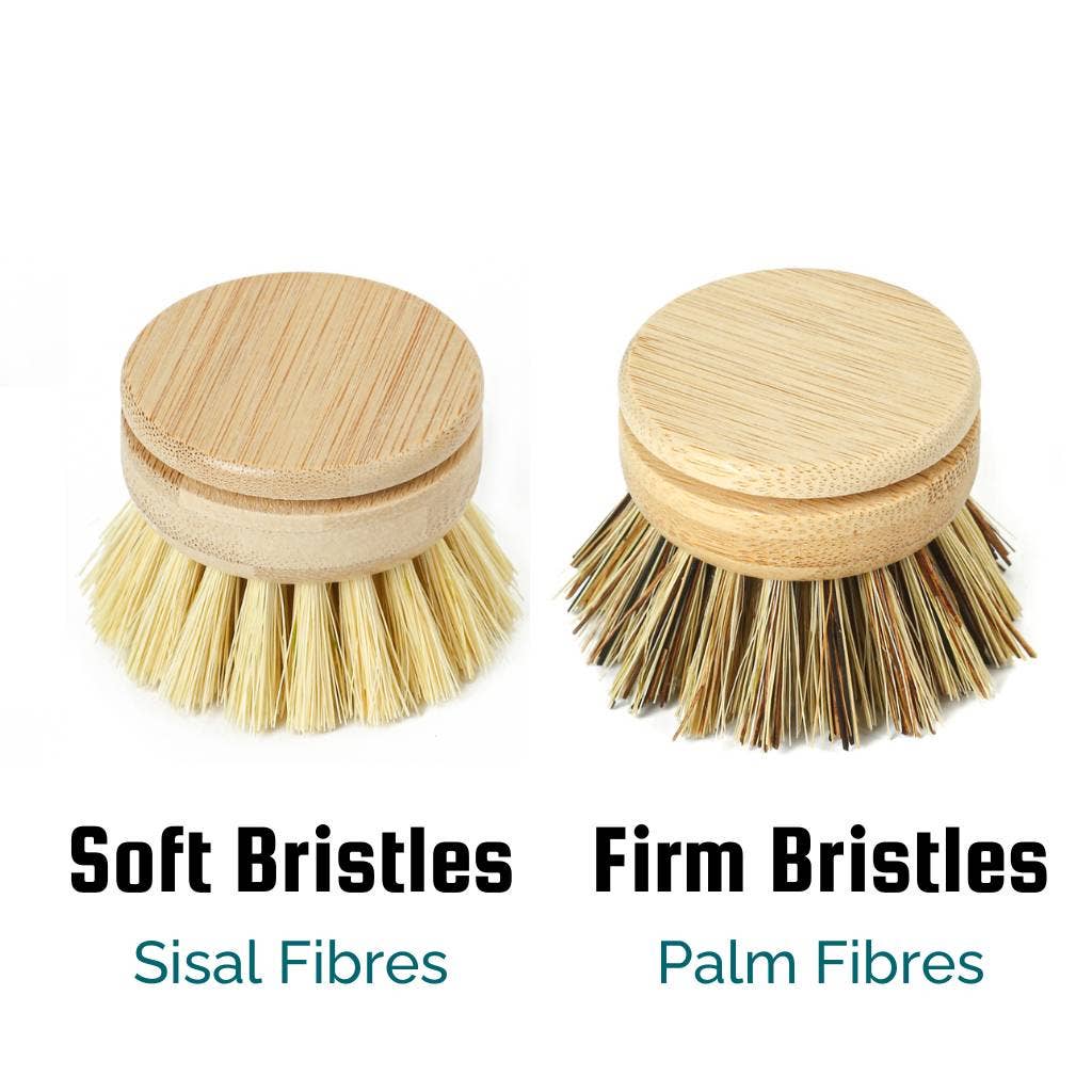 Dish Brush Head Replacements | Eco Bamboo (Pack of 4) : Set of 4 Brush Heads (Firm Fibres)