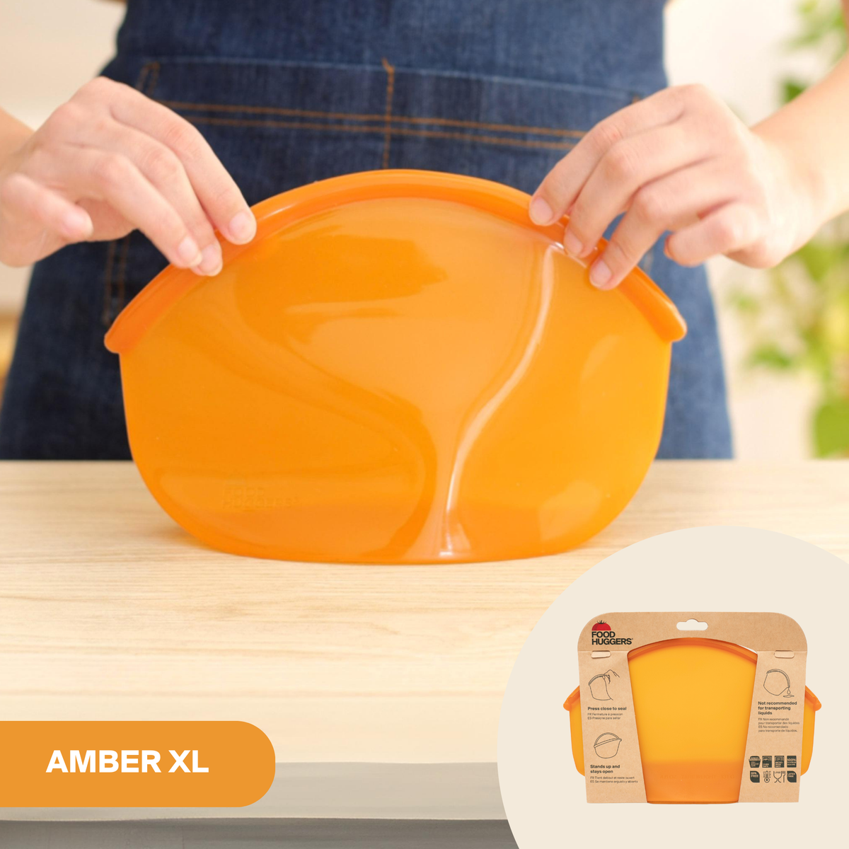 Reusable Silicone Storage Bag – Amber (900ml)