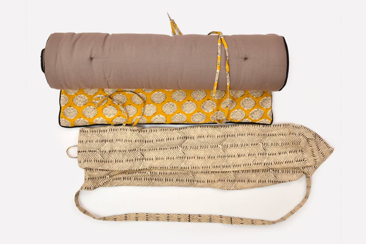 Artisanal Indian Yoga Mat 70 x 26" and towel