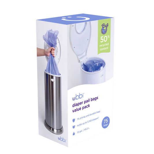 Ubbi - Baby Diaper Pail Plastic Waste Bags, 75 Count