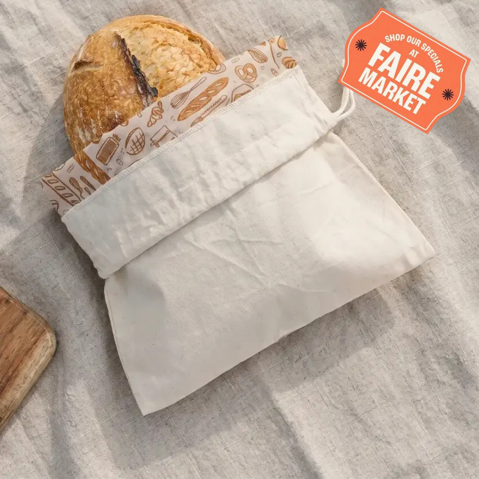 Beeswax Lined Artisan Bread Bag- Natural