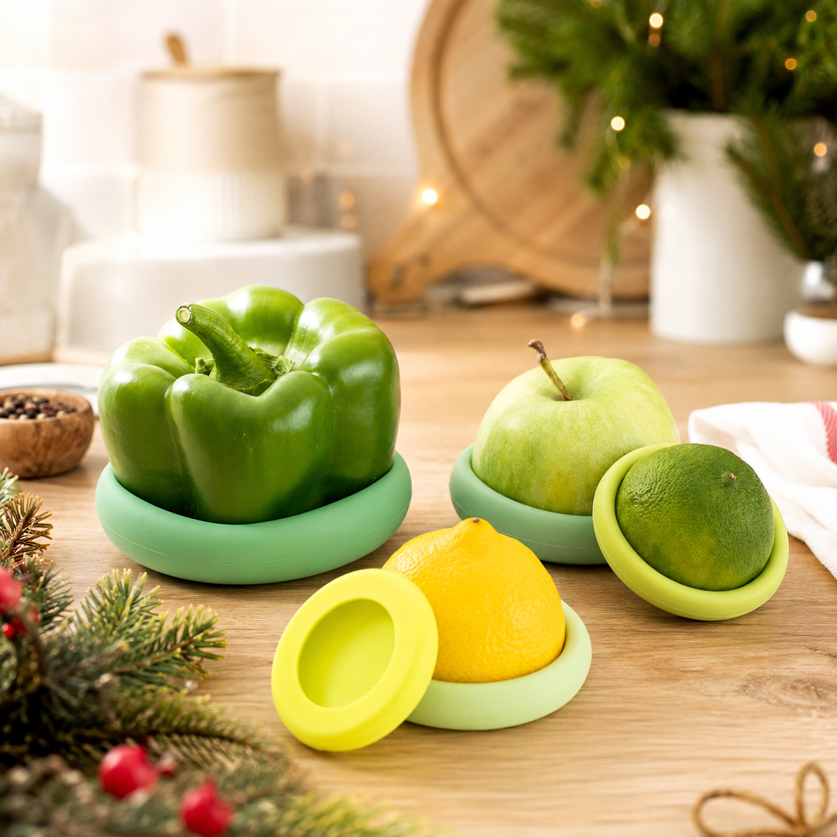 Reusable Silicone Food Savers – Sage Green (Set of 5)