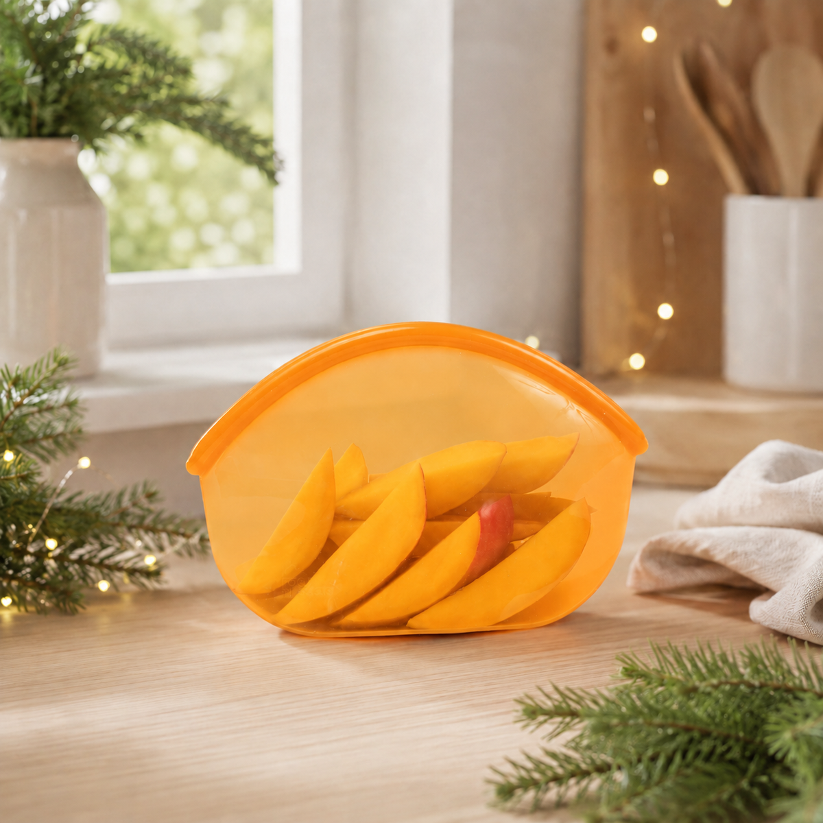 Reusable Silicone Storage Bag – Amber (900ml)