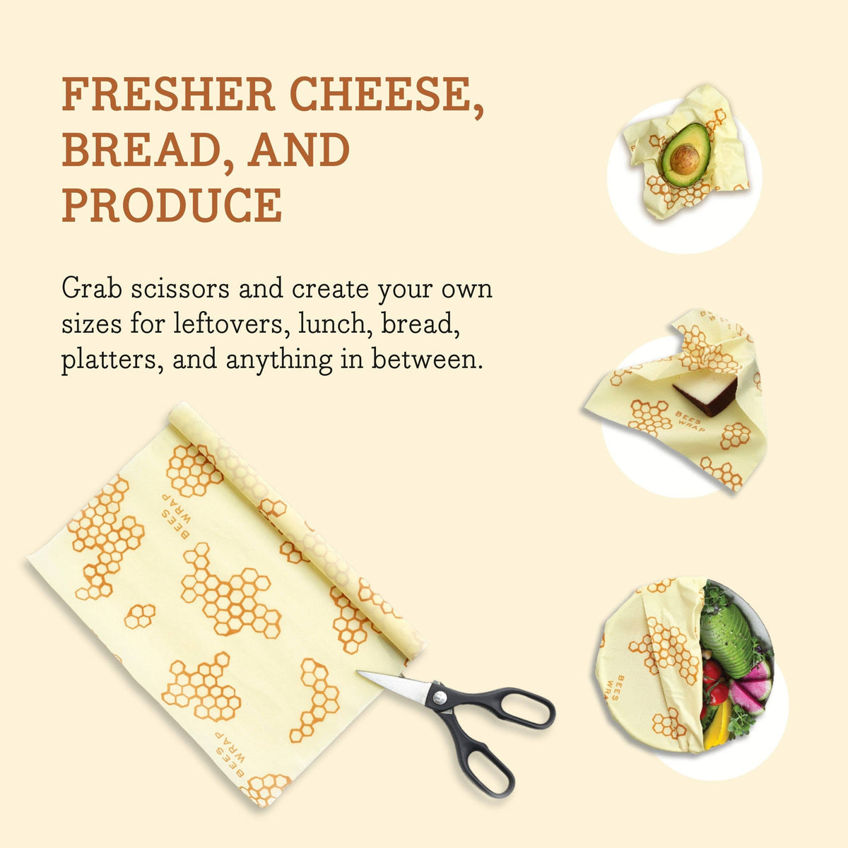 Beeswax Food Wrap Roll- Honeycomb Print