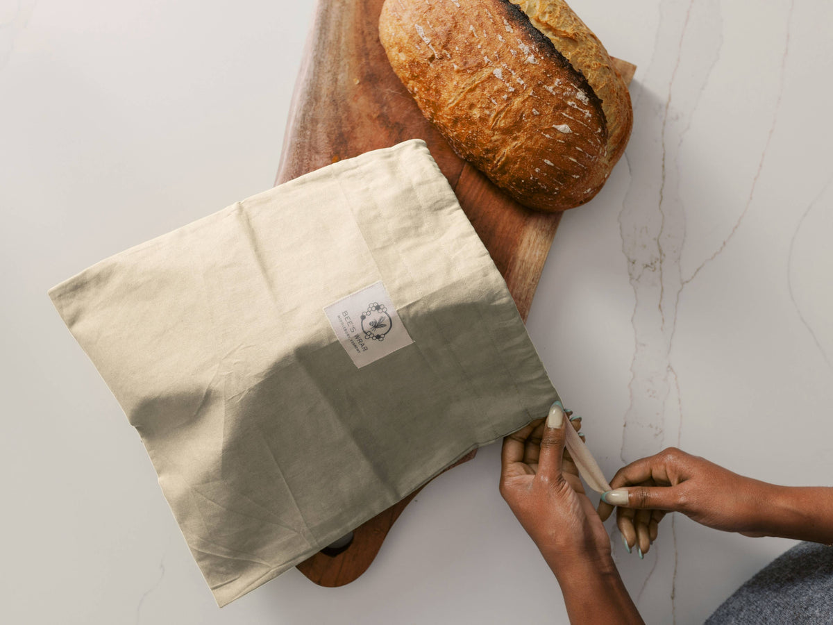 Beeswax Lined Artisan Bread Bag- Natural